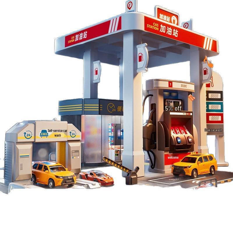Большая детская игрушка «Автозаправка и Автомойка» - Обучающая модель для детей от 3 до 6 лет, Идеальный подарок на Новый год