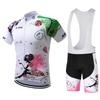 Summer Short Riding Bicycle Cycling Clothing Set Women Sport Jerseys Suits White Bib Pants