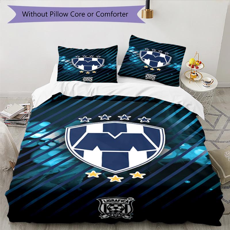Monter-rey Football Crest Art Printed Pattern Duvet Cover Set – includes 1 duvet cover and 2 matching pillowcases Bedroom decor Christmas gifts