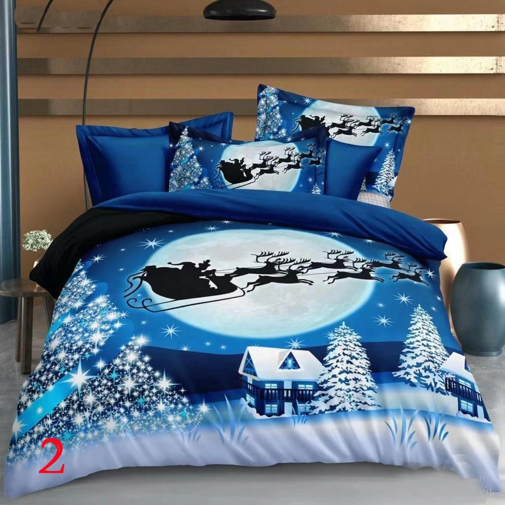 Christmas bedding 200x220 + 2 x 70x80 reindeer, sleigh, bubbles, Christmas tree