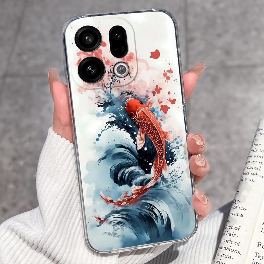 Подходит для Oppo Find X9 X7 X5 Pro X3 X2 Reno11 12 Pro Чехол для телефона Милый узор панды и кролика Прозрачный ТПУ Пылезащитный Защитный чехол для Oppo Накладка