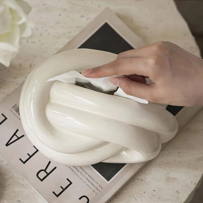 Creative Life Knot Fun Tissue Box Living Room Coffee Table Dining Table Bedroom Ceramic Paper Box Personalized Household Use
