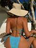 Women's Swimsuit Blue Triangle Bag Sexy Thong Side Tie Bikini Beachwear Bathing Suits