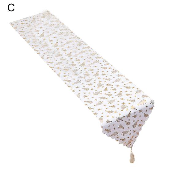 Декор кисточками Длинная дорожка на стол Праздничная атмосфера Рождественский штамп Листья Принт Скатерть Рождественское украшение Домашнее украшение