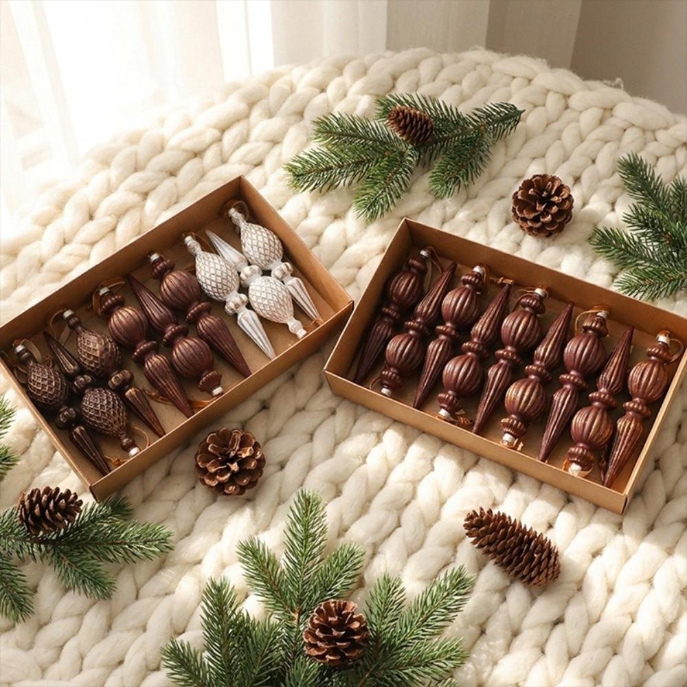 Antique Style Christmas Tree Icicle Hanging Baubles Plastic Xmas Balls Hanging Pendants Home Party