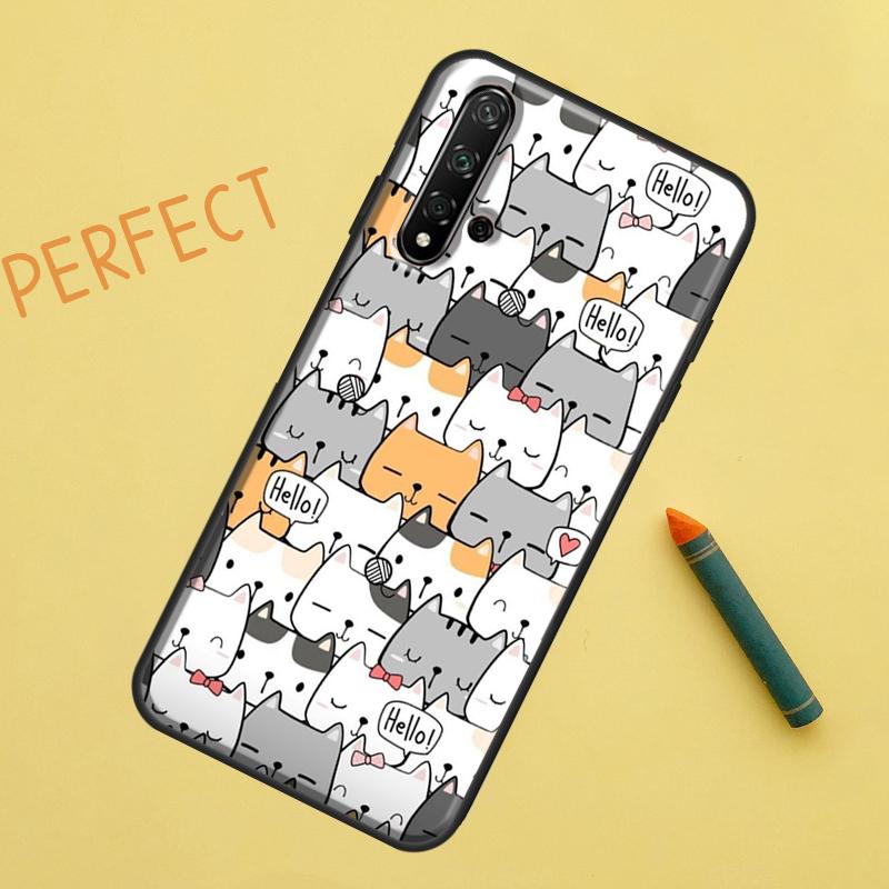 Забавные милые кошки Для Huawei Nova 8i 12i 11i 12s Y73 Y72 Y61 Y91 Y90 Y70 Y60 9 10 SE P30 P40 Lite P60 Pro Чехол