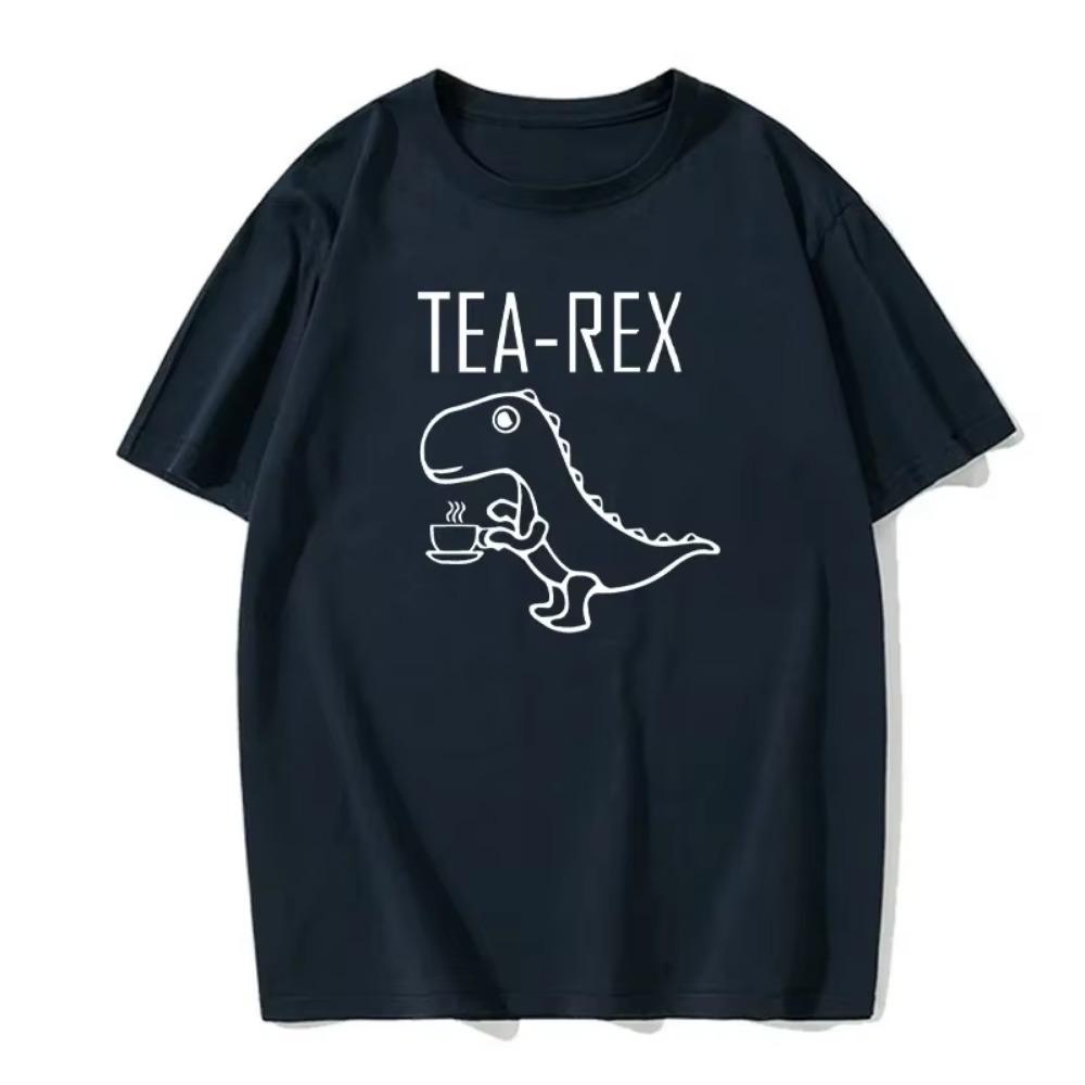Мужская летняя футболка Tea Overlord Funny Dinosaur Drink Coffee T-Shirt Модная повседневная футболка Высококачественная уличная футболка