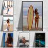Абстрактный постер для декора гостиной, настенное искусство, печать на холсте, пляжный серфинг, сексуальная девушка, купальник, бассейн, закат, настенные картины