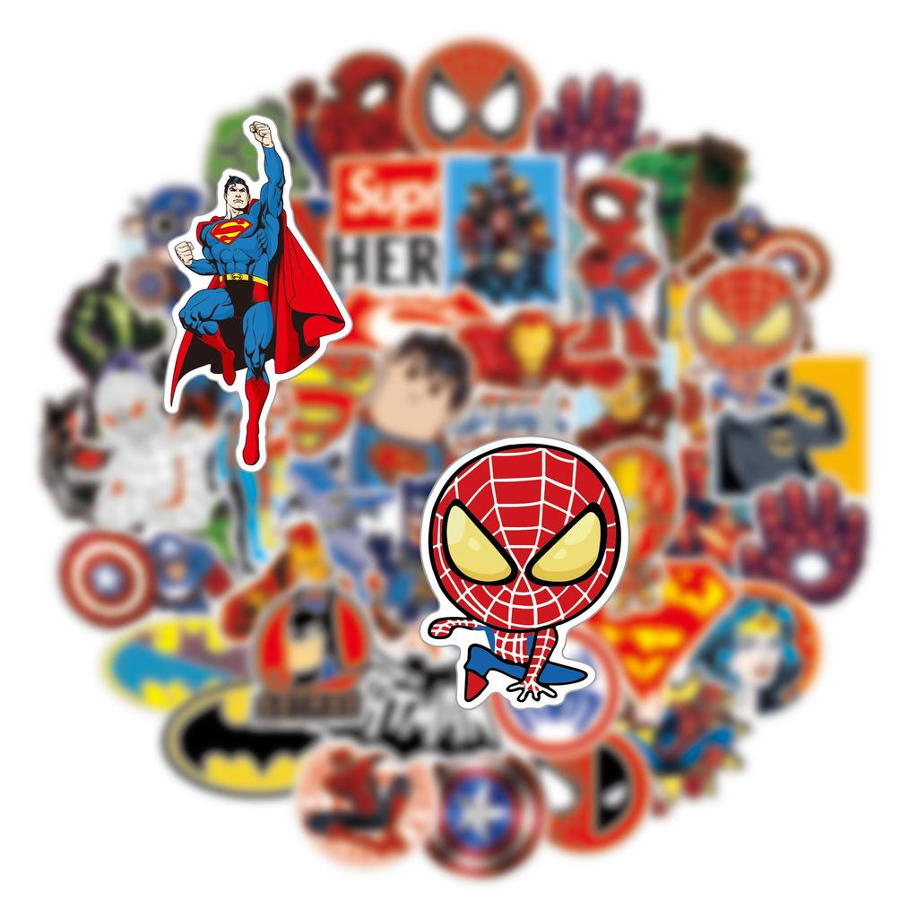 50 Мультяшных наклеек супергероев Marvel и DC для автомобиля, гитары, блокнота и граффити