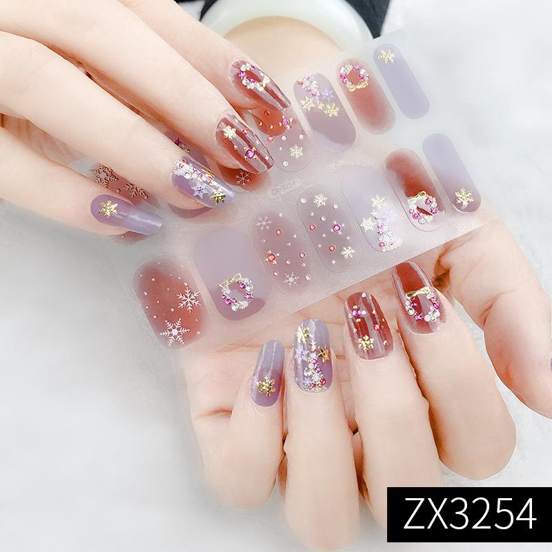 ZX 3D Waterproof No-Cure Gel Nail Wraps, Full Cover Minimalist Luxury Style Nail Stickers, Nail Patch Films