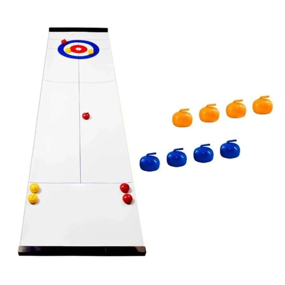 Tabletop Curling Game with 8/16 Tabletop Curling Stones Compact Curling Board Game Sport Party Game Equipment for Kids & Adults