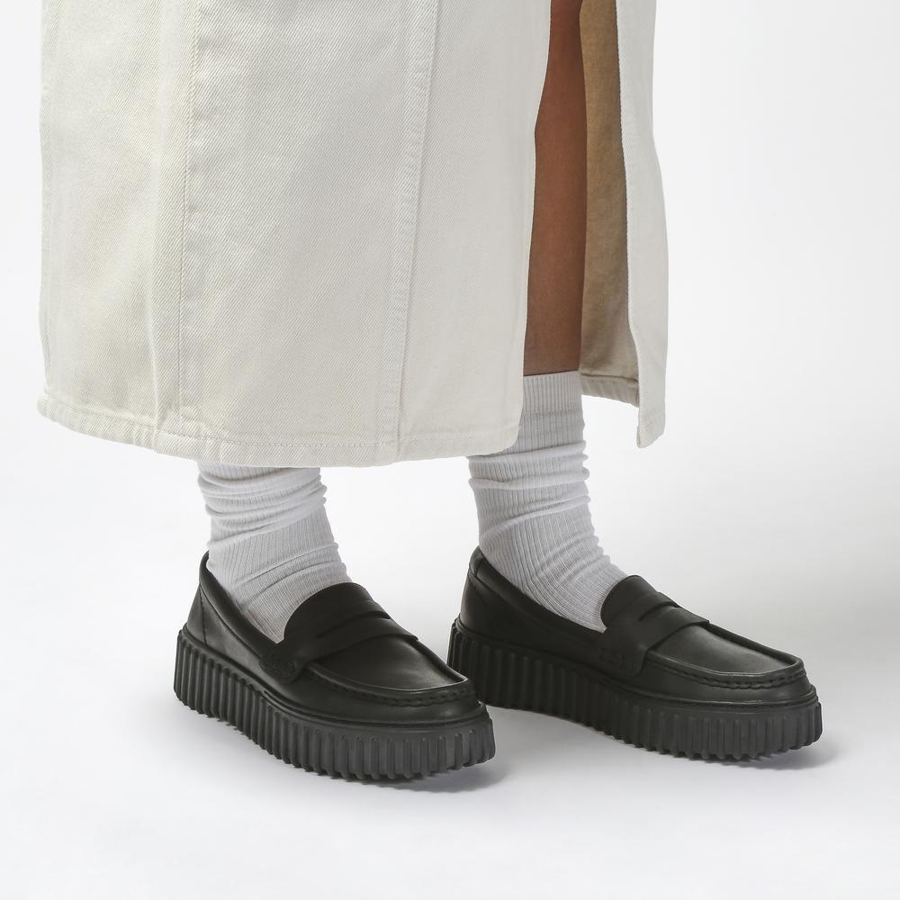 Clarks Кожаные Модные Удобные Элегантные Классические Лоферы Женские Лоферы Черные 261748704