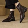 Элегантные Осенне-Зимние Модные Женские Ботильоны с Острым Носком Лаконичные на Толстом Каблуке Обувь Уличный Стиль Вечеринка Короткие Botas Mujer
