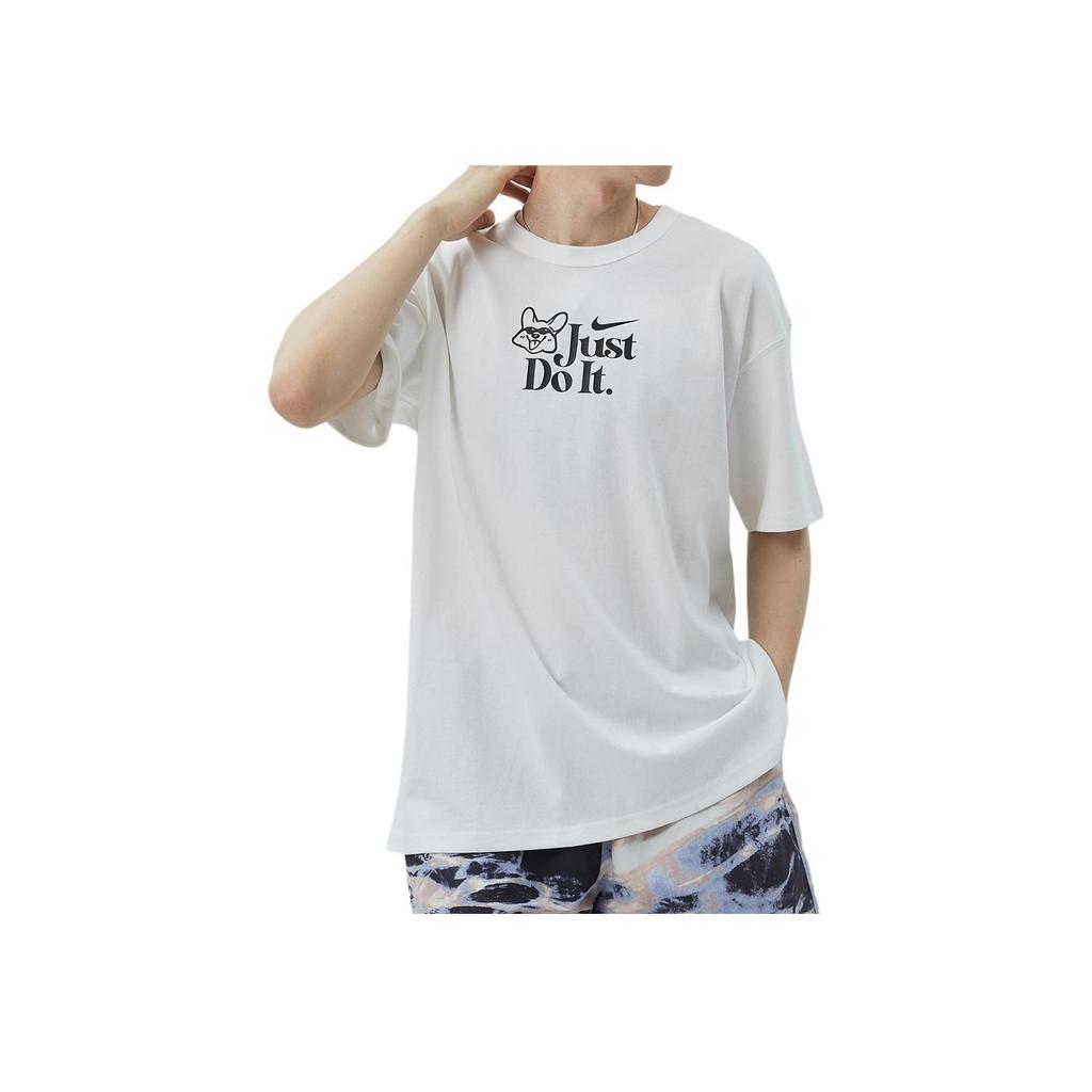 Nike Спортивная футболка с круглым вырезом и принтом алфавита, мужские топы, белые FV1129-100