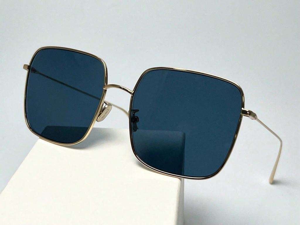 Dior Солнцезащитные очки Stellaire SU-B0B0 Золотые Квадратные с Синими Линзами