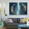 Домашнее украшение Настенная живопись для гостиной Абстрактная настенная живопись в скандинавском стиле Картина на холсте Золотая рыбка Синее море Плакат