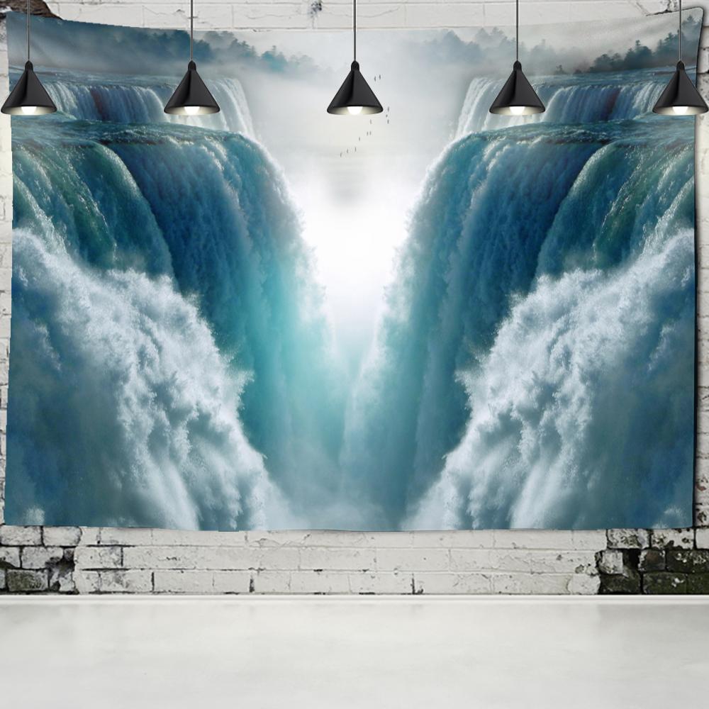 Водная Занавеска Пещера Водопад Гобелен Настенный Богемный Пейзаж Хиппи Психоделическое Искусство Домашний Декор