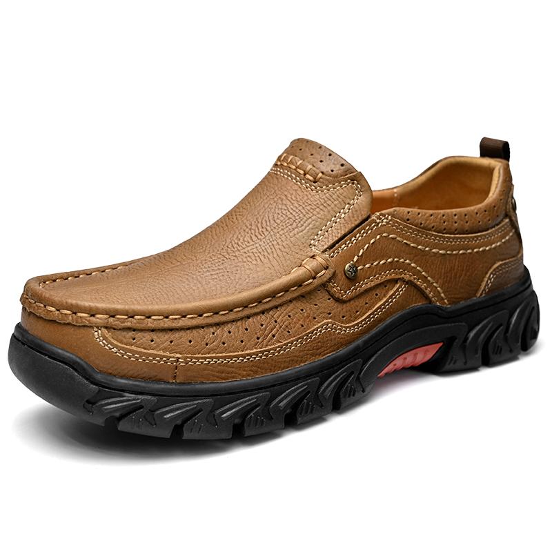 Genuine Leather Mens Loafers Non Slip Walking Flats Breathable Outdoor Slip on Casual Shoes New Man Work Office Driving Sneakers