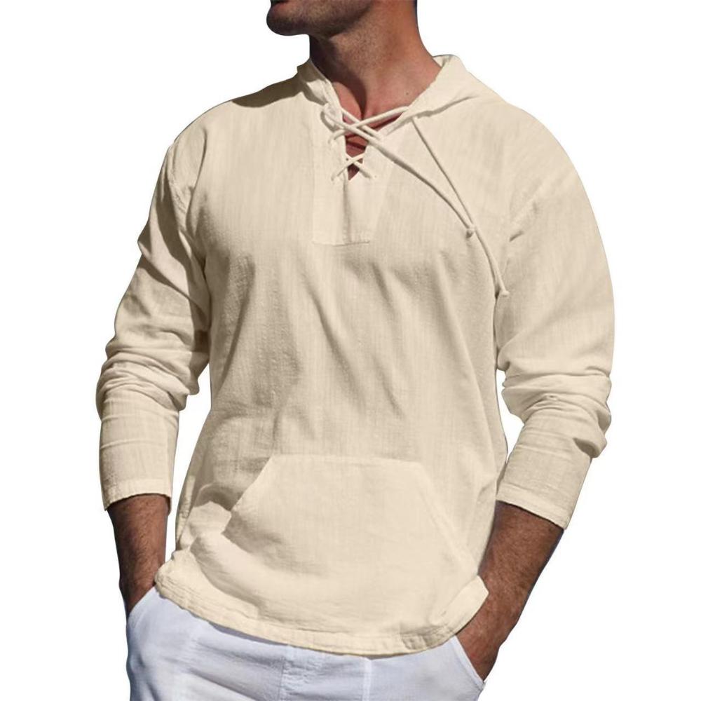 Male Fashion Casual Sports Hoodies Long Sleeve Solid Color Pocket Decoration Trend Sweatwear Cotton 100% Hooded Thin Tops