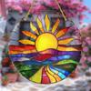 Large Colourful Sun Suncatcher 8x8" Stained Glass Effect Hanging Window Decor