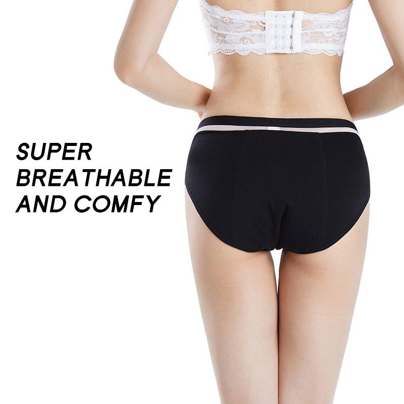 Shanhao Organic Cotton Menstrual Panties 4-Layer Absorbent Lace Leakproof Underwear Low-Rise Bamboo for Period High Cut
