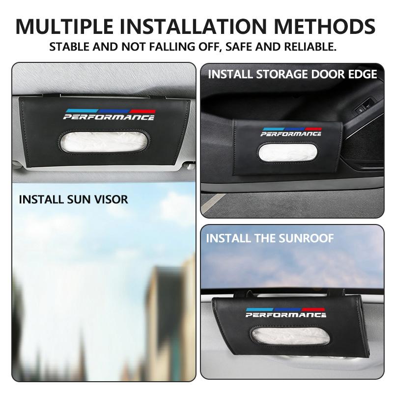 UKK30 Car Tissue Box Sun Visor Type Block Hanging Napkin Holder Paper Rack For BMW M M2 M3 M4 M5 M6 E46 E90 E60 F30 E39 X1 X3 X4 X5