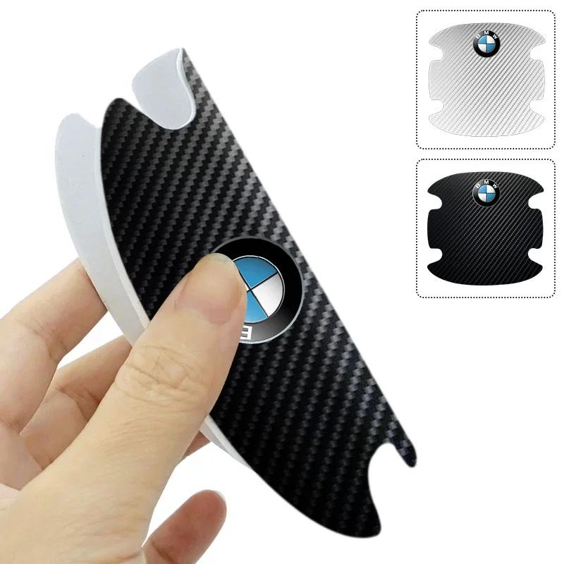 XWFVI1 4PCS Carbon Fiber Car Door Handle Protection Sticker Emblem Accessories for BMW 3 4 5 7 Series GT X1 X3 X4 X5 X6 F15 F16 F18 F10