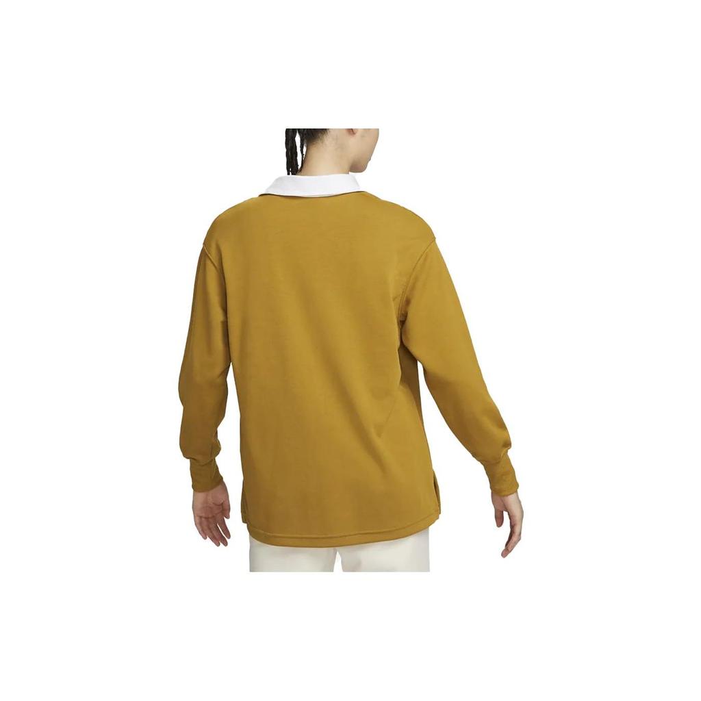 Nike Спортивная одежда Essential Color Block Polo Casual Loose Long Sleeve T Shirt Women Tops Bronze FB8721-716