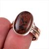 Natural Mahogany Obsidian Gemstone 925 Sterling Silver Two Tone Ring Size 8 r1T23