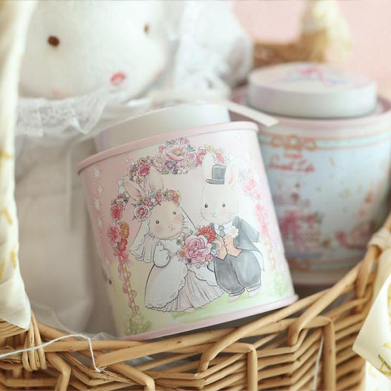 Мультяшный чемоданчик Jellycat в виде кролика, жестяная коробка для хранения, коробка для конфет и печенья, круглая металлическая шкатулка для украшений, подарочная коробка для свадьбы, дня рождения, вечеринки