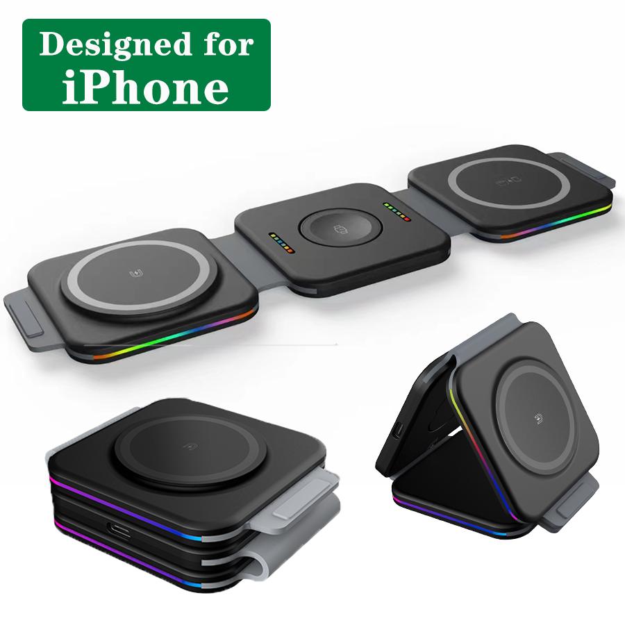Магнитная док-станция для беспроводного зарядного устройства, станция быстрого зарядного устройства для Iphone 14, 13, 12 Pro, Iwatch 8, Ultra 7, 6, 5, Se, 4, Airpod Pro