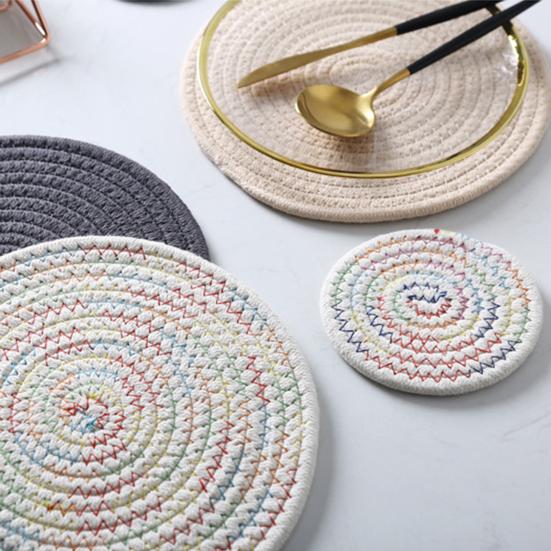 Мягкий хлопковый тканый набор подставок, теплоизоляционный, водопоглощающий, шумопоглощающий, хлопковый коврик для чашек, против ожогов