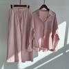Women Two Piece Shirt Set Button Down Long Sleeve Shirt Wide Leg Pants Set Casual Cotton Lounge Outfit Suit for Spring Summer