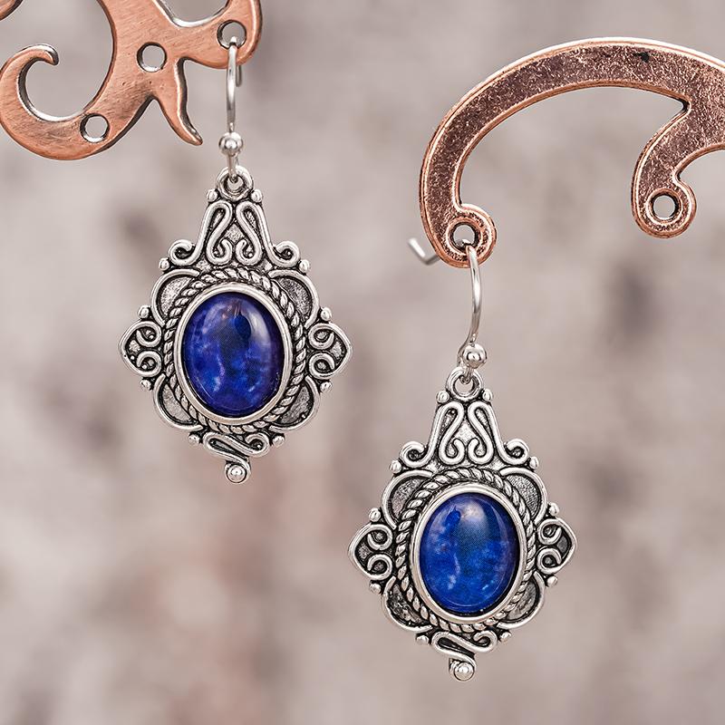 Xiaomi Huitan Special Design Drop Earrings for Women Vintage Party Wedding Accessories Blue Stone Bohemia Anti Silver Color Jewelry