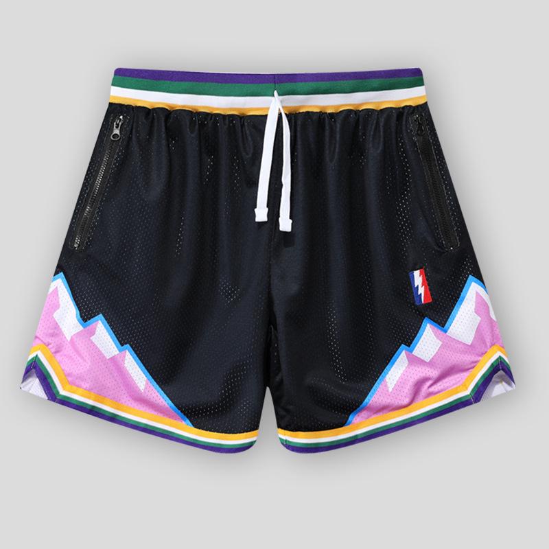 Unisex Retro Mesh Basketball Shorts - Breathable, Double-Layer, Above-Knee Casual Wear for Summer