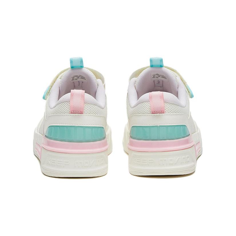 Anta Kids Non-Slip Shock Absorbing Low-Top Skate Shoes Kids Sneakers White Pink Green 322328815-10