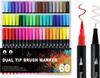Маркеры с двойной кистью, принадлежности для художественной школы, 60 шт.