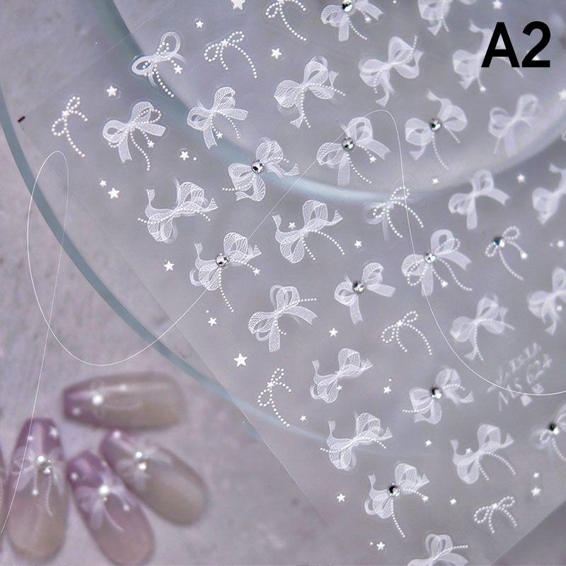 Наклейка для ногтей в форме банта из жемчужного кружева с рельефными бриллиантами, клейкая наклейка для улучшения стереоскопического дизайна своими руками