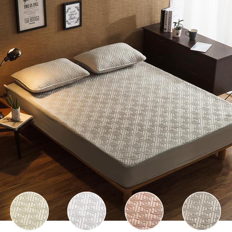 Thicken Quilted Mattress Cover King Queen Quilted Bed Fitted Bed Sheet Anti-Bacteria Mattress Topper Air-Permeable Bed Pad