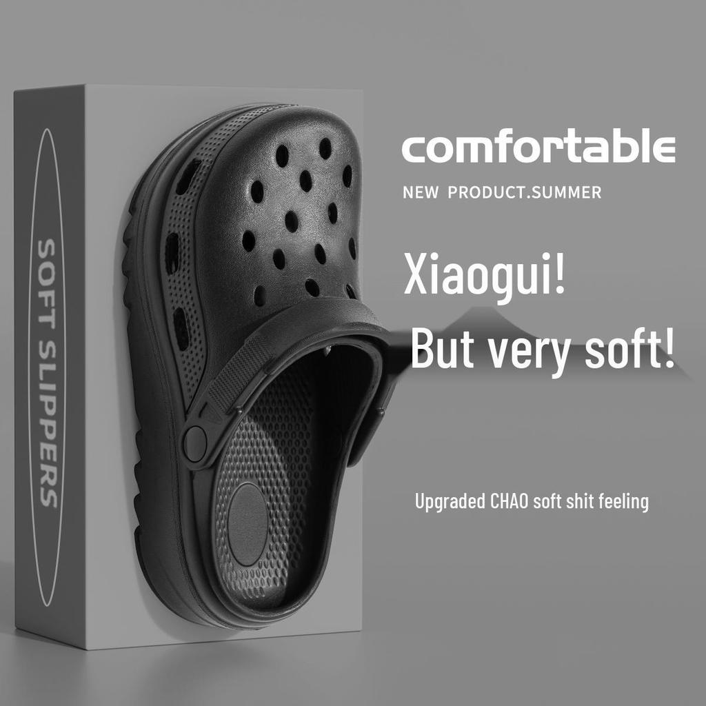 Женские черные нескользящие пляжные клоги на толстой подошве 2025 года для комфортной летней носки
