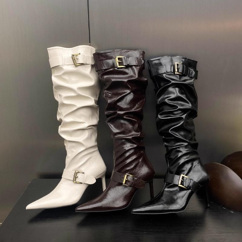 High Boots Women High Heels Shoes Sexy Pointed Toe Heeled Shoes 2025 Designer New Winter Dress Party Chelsea Boots Pumps