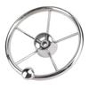 11 Inch Boat Steering Wheel Marine Stainless Steel Steering Wheel 5 Spoke 25 Degree with Foam Grip and Center Cap for