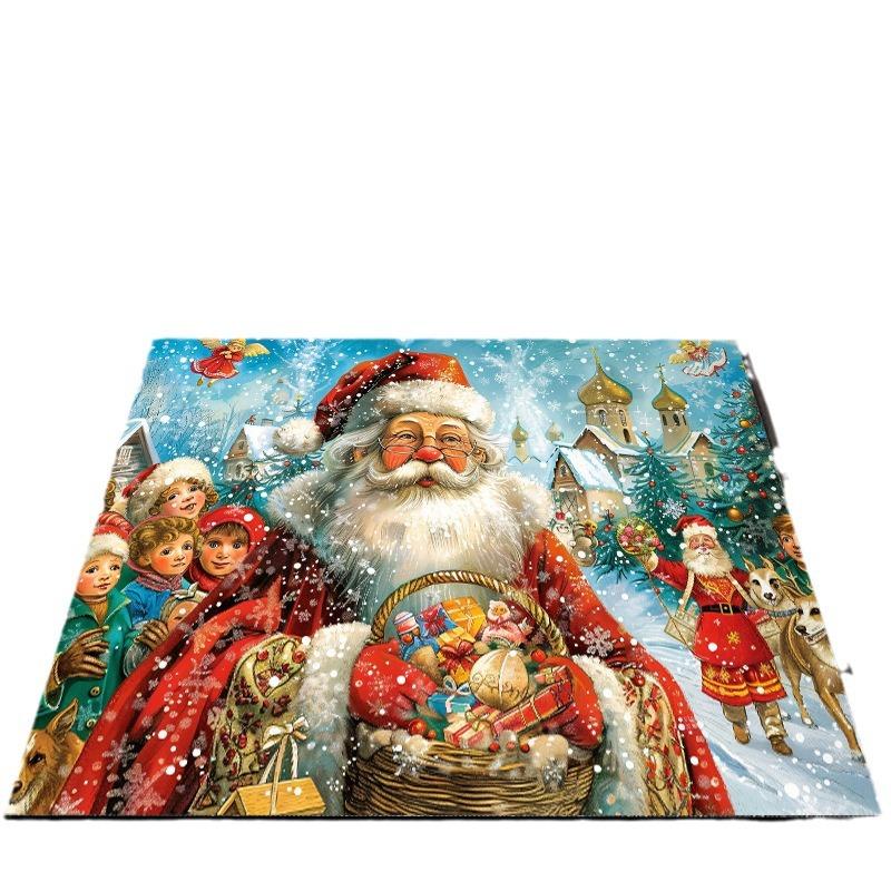 Entry Doorway Mat Advanced Sense Cartoon Santa Claus Entry Door Cushion Non-slip Home Moisture-wicking Quick Drying Mat