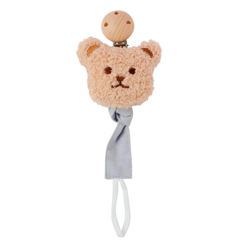 Детская мультяшная плюшевая кукла, хлопковая цепочка против падения, клейкая цепочка для зубов новорожденного, цепочка для сосков лисы, льва, медведя