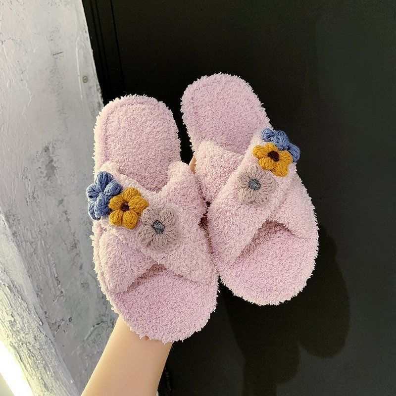 Мягкие плюшевые хлопковые милые тапочки для пар, унисекс, нескользящие напольные домашние пушистые тапочки для женщин, обувь для спальниdf4