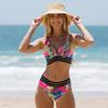 Купальник для женщин Женский купальник бикини с принтом Купальник из двух частей Купальник бикини с V-образным вырезом Пляжная одежда Купальник с высокой талией