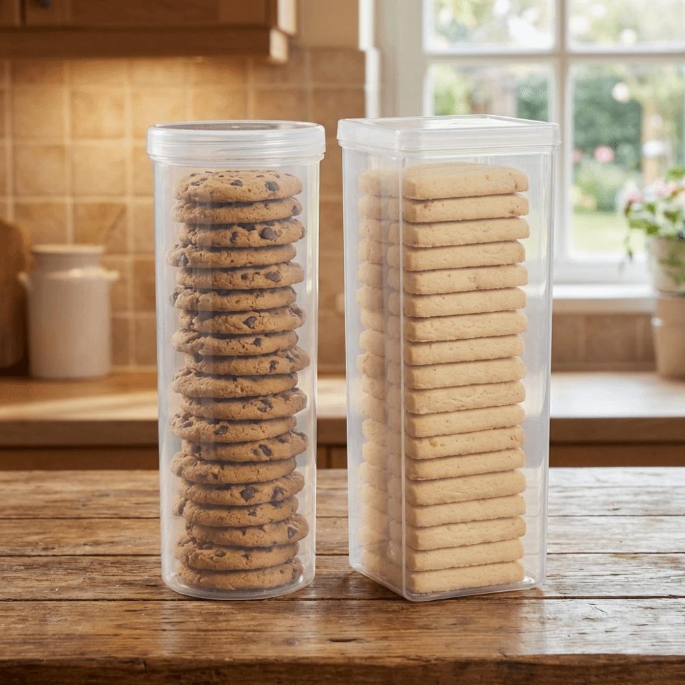 2PCS Round/Rectangular Food Storage Containers Transparent Noodles Sealed Jar For Kitchen