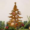 1Pc Iron Christmas Tree Garden Decoration Stake, Outdoor Decoration, with Star and Decorative Design, Suitable for Patio, Lawn, Porch or Fen