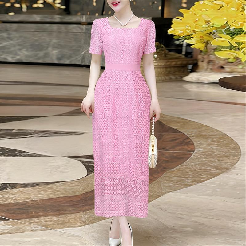 ZANZEA Женское летнее повседневное платье с коротким рукавом, квадратным вырезом, лоскутным кружевом