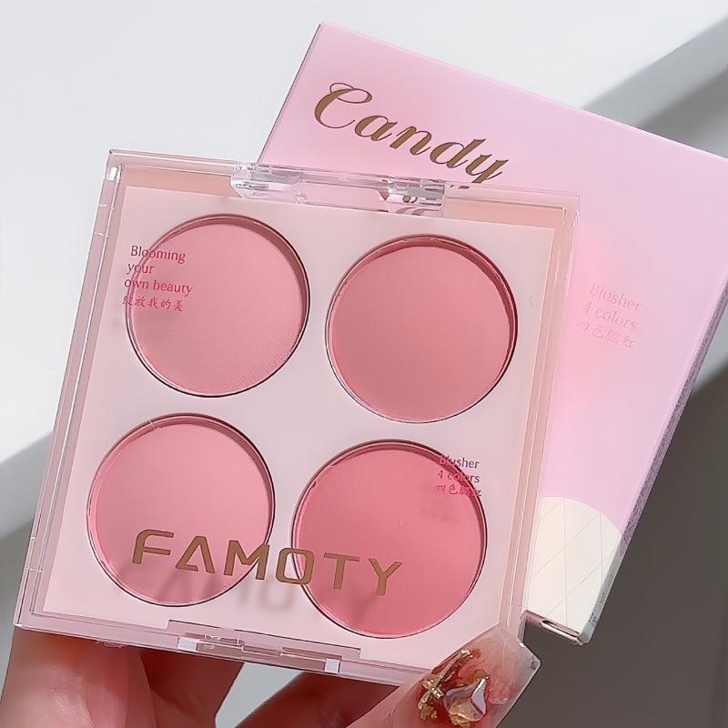 Палитра румян из 4 цветов, матовая, низкая насыщенность, гладкая, растушевываемая пудра для лица, косметика для девочек, легкие румяна
